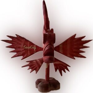 Hand-Carved Wooden Fish Statue – CocoCay Souvenir – Red Tribal Style